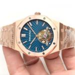 Swiss Replica Audemars Piguet Royal Oak Extra-Thin Tourbillon 2924 Watch Rose Gold Blue Dial